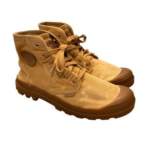 Palladium Pampa Hi Boots Mens 12 Brown Canvas Combat Lace Up High Top Work Boot